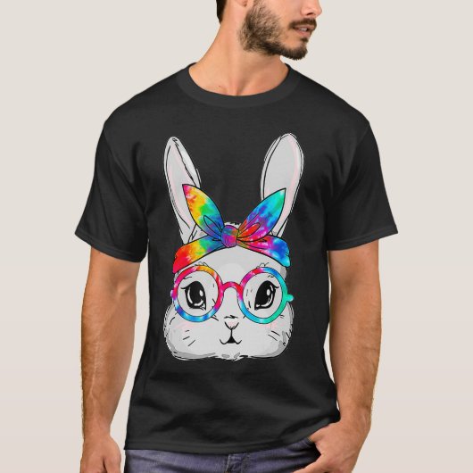 Bunny Face Sunbril Tie Dye Glasses Headband Eas T-shirt (Voorkant)