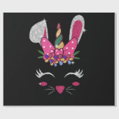 Bunny Face Unicorn Cute Easter Cadeaupapier (Vlak)