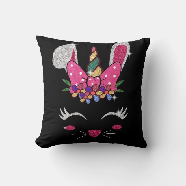 Bunny Face Unicorn Cute Easter Kussen (Voorkant)