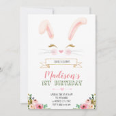 Bunny face verjaardagsuitnodiging kaart (Voorkant)