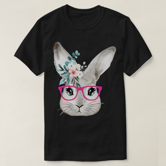 Bunny Face With Floral Pink Glasses, Easter R T-shirt (Design voorkant)