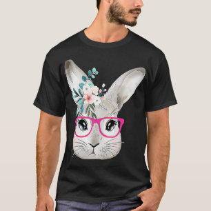 Bunny Face With Floral Pink Glasses, Easter R T-shirt