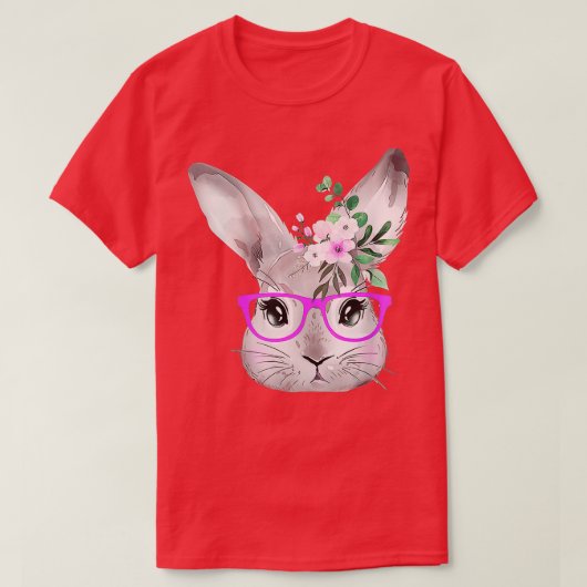 Bunny Face With Purple Glasses Cute Easter Rabbit T-shirt (Design voorkant)