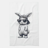Bunny Face with Sunglasses Cap Easter Day for Boys Theedoek (Verticaal)