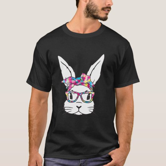Bunny Face With Sunglasses Easter Day For Boys Men T-shirt (Voorkant)