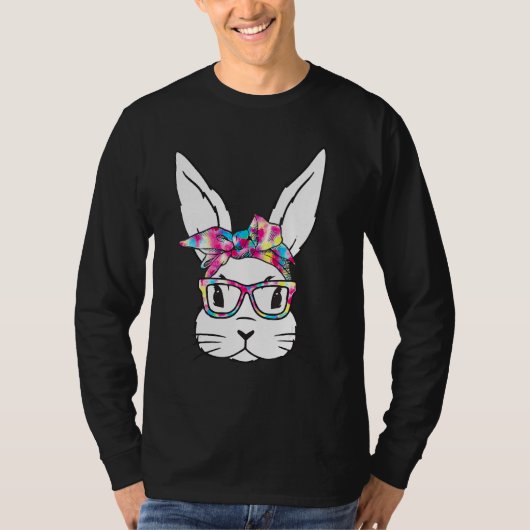 Bunny Face With Sunglasses Easter Day For Boys Men T-shirt (Voorkant)