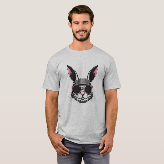 Bunny Face With Sunglasses Easter Day For Boys Men T-shirt (Voorkant volledig)