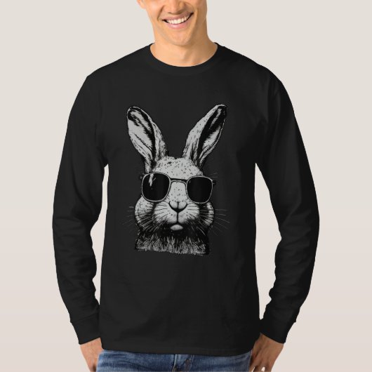 Bunny Face With Sunglasses For Boys Men Kids Easte T-shirt (Voorkant)