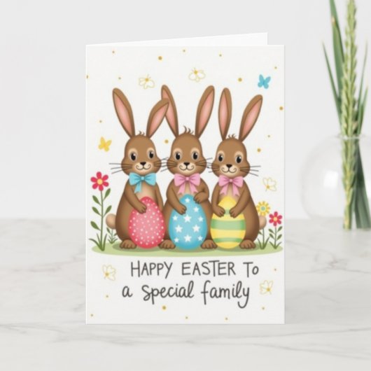 Bunny Family Celebration Card Kaart (Voorkant)