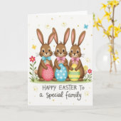 Bunny Family Celebration Card Kaart (Gele Bloem)