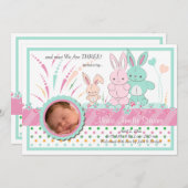 Bunny Family Fotoaankondiging Geboorte Aankondiging (Voorkant / Achterkant)