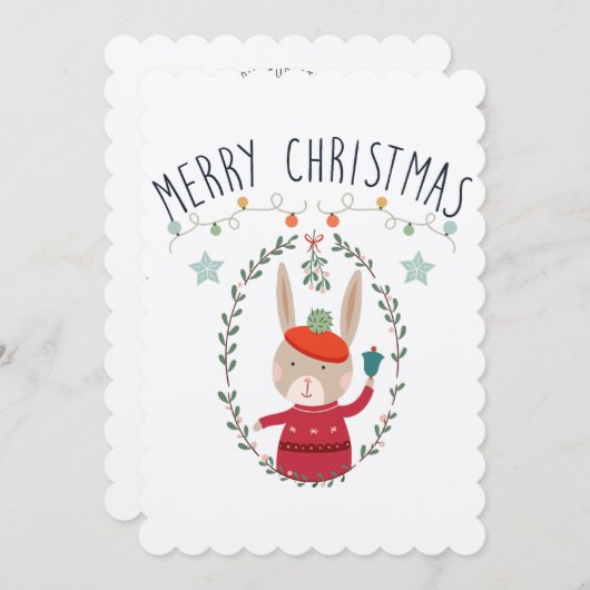 Bunny Family Kerstmis Scandinavian Card Kaart (Voorkant / Achterkant)