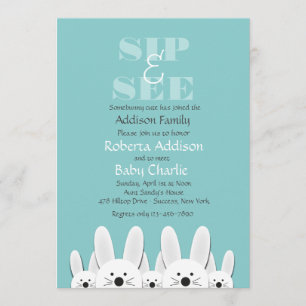 Bunny Family Sip en See Invitation Kaart