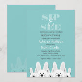 Bunny Family Sip en zie uitnodiging (Voorkant / Achterkant)