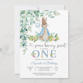 Bunny First Birthday Invitation Kaart (Voorkant)