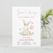 Bunny First Birthday Invitation Kaart (Staand voorkant)