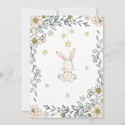 Bunny First Birthday Invitation Kaart (Achterkant)