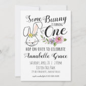 Bunny First Birthday Invitation Kaart (Voorkant)