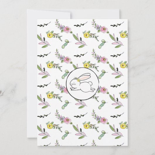 Bunny First Birthday Invitation Kaart (Achterkant)