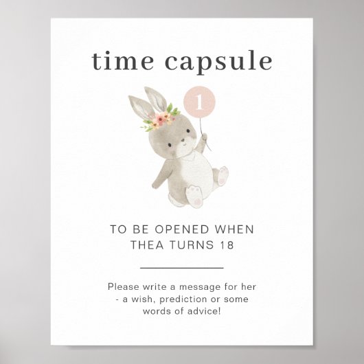 Bunny First Birthday Time Capsule Poster (Voorkant)