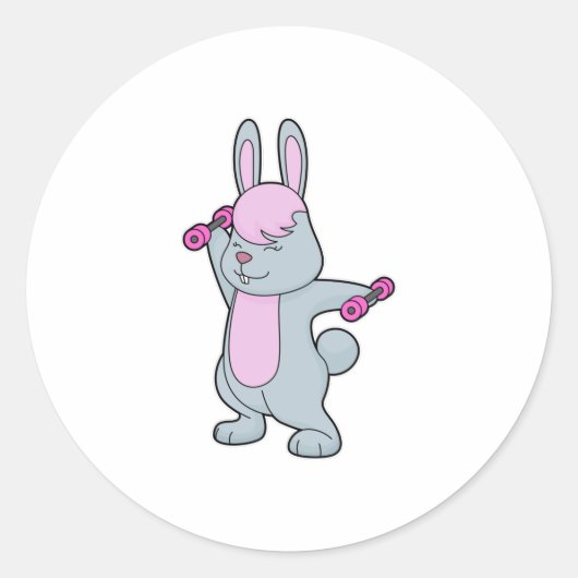 Bunny Fitness Dumbbell Ronde Sticker (Voorkant)
