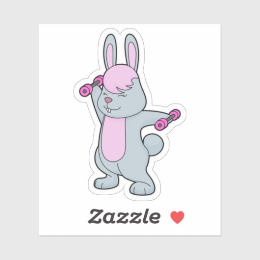 Bunny Fitness Dumbbell Sticker (Vel)
