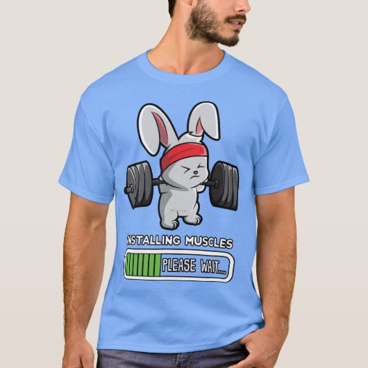 Bunny Fitness Gym Workout Installing Muscles boy T-shirt (Voorkant)