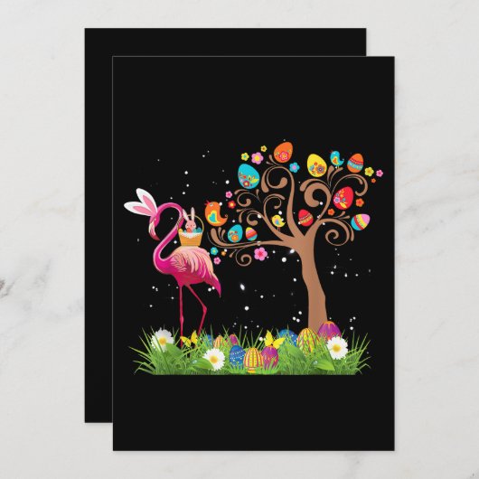 Bunny Flamingo Easter 2021 | Cute Flamingo Lovers Bedankkaart (Voorkant / Achterkant)