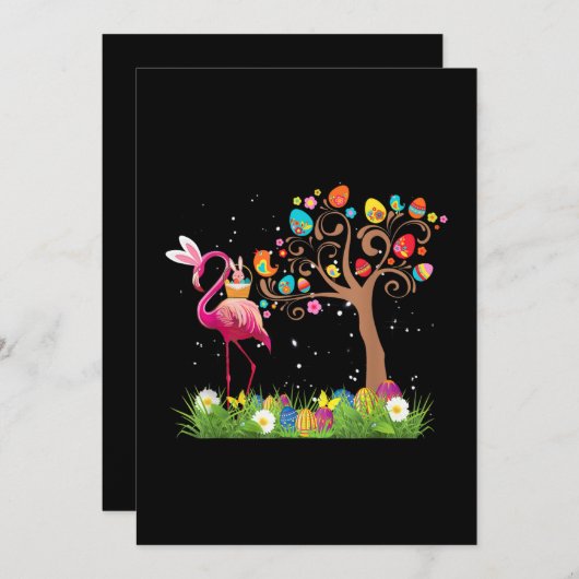 Bunny Flamingo Easter 2021 | Cute Flamingo Lovers Feestdagenkaart (Voorkant / Achterkant)