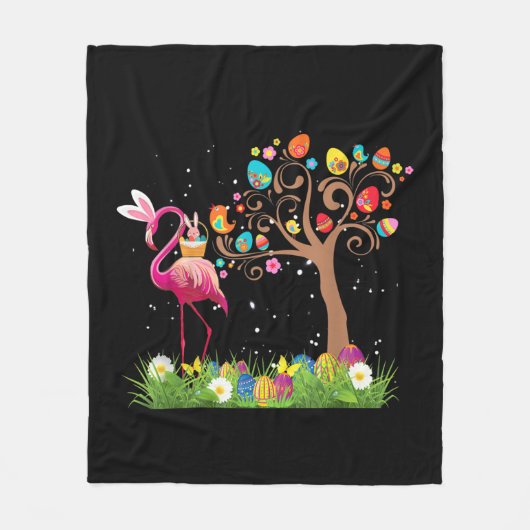 Bunny Flamingo Easter 2021 | Cute Flamingo Lovers Fleece Deken (Voorkant)