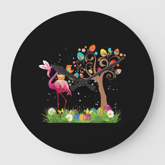 Bunny Flamingo Easter 2021 | Cute Flamingo Lovers Grote Klok (Voorkant)