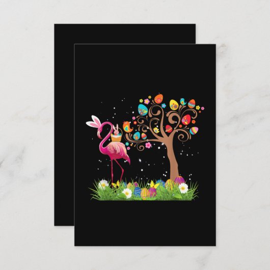 Bunny Flamingo Easter 2021 | Cute Flamingo Lovers Informatiekaartje (Voorkant / Achterkant)