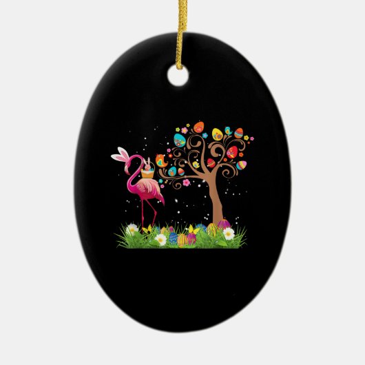 Bunny Flamingo Easter 2021 | Cute Flamingo Lovers Keramisch Ornament (Voorkant)