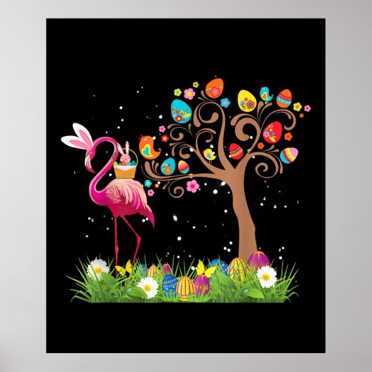 Bunny Flamingo Easter 2021 | Cute Flamingo Lovers Poster (Voorkant)