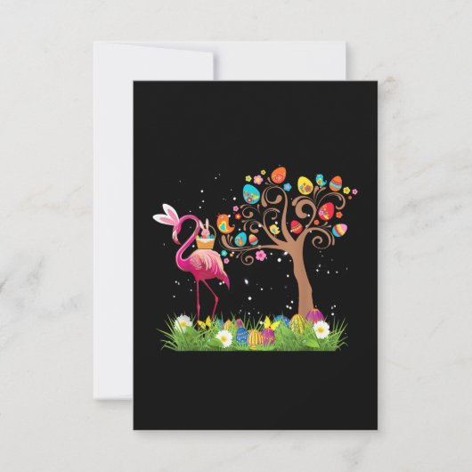Bunny Flamingo Easter 2021 | Cute Flamingo Lovers RSVP Kaartje (Voorkant)