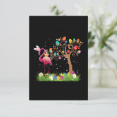 Bunny Flamingo Easter 2021 | Cute Flamingo Lovers RSVP Kaartje (Staand voorkant)