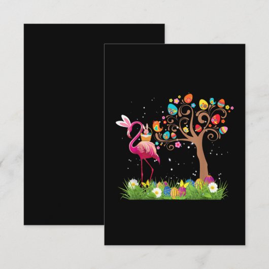 Bunny Flamingo Easter 2021 | Cute Flamingo Lovers RSVP Kaartje (Voorkant / Achterkant)