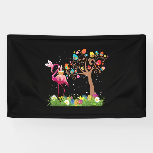 Bunny Flamingo Easter 2021 | Cute Flamingo Lovers Spandoek (Horizontaal)