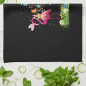 Bunny Flamingo Easter 2021 | Cute Flamingo Lovers Theedoek (Gevouwen)