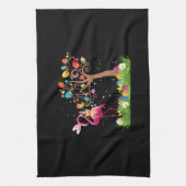 Bunny Flamingo Easter 2021 | Cute Flamingo Lovers Theedoek (Verticaal)
