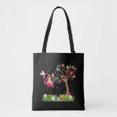 Bunny Flamingo Easter 2021 | Cute Flamingo Lovers Tote Bag (Voorkant)
