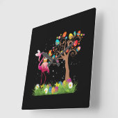 Bunny Flamingo Easter 2021 | Cute Flamingo Lovers Vierkante Klok (Hoek)