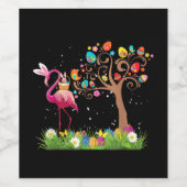 Bunny Flamingo Easter 2021 | Cute Flamingo Lovers Wijn Etiket (Enkel label)
