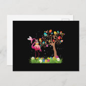 Bunny Flamingo Pasen 2021 | Schattige Flamingo Lie Briefkaart (Voorkant / Achterkant)