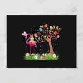Bunny Flamingo Pasen 2021 | Schattige Flamingo Lie Briefkaart (Voorkant)