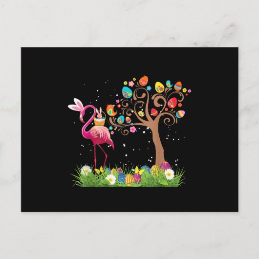 Bunny Flamingo Pasen 2021 | Schattige Flamingo Lie Briefkaart (Voorkant)