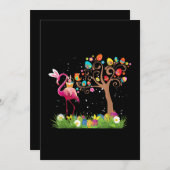 Bunny Flamingo Pasen 2021 | Schattige Flamingo Lie Feestdagenkaart (Voorkant / Achterkant)