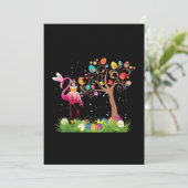 Bunny Flamingo Pasen 2021 | Schattige Flamingo Lie Kaart (Staand voorkant)