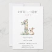 Bunny Floral 1e verjaardag Kaart (Achterkant)