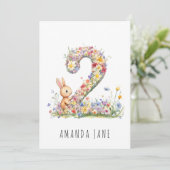 Bunny Floral 2e verjaardag Kaart (Staand voorkant)